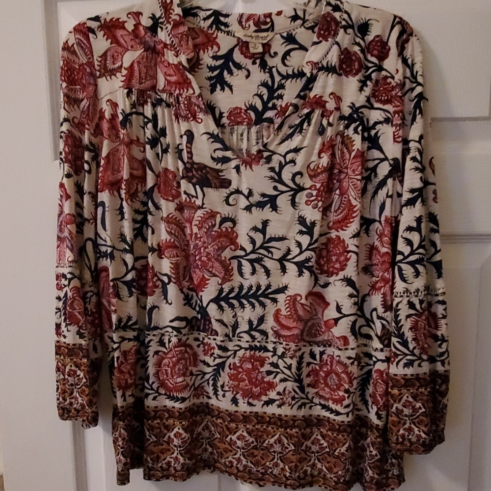 Lucky Brand printed top with 3/4 sleeve